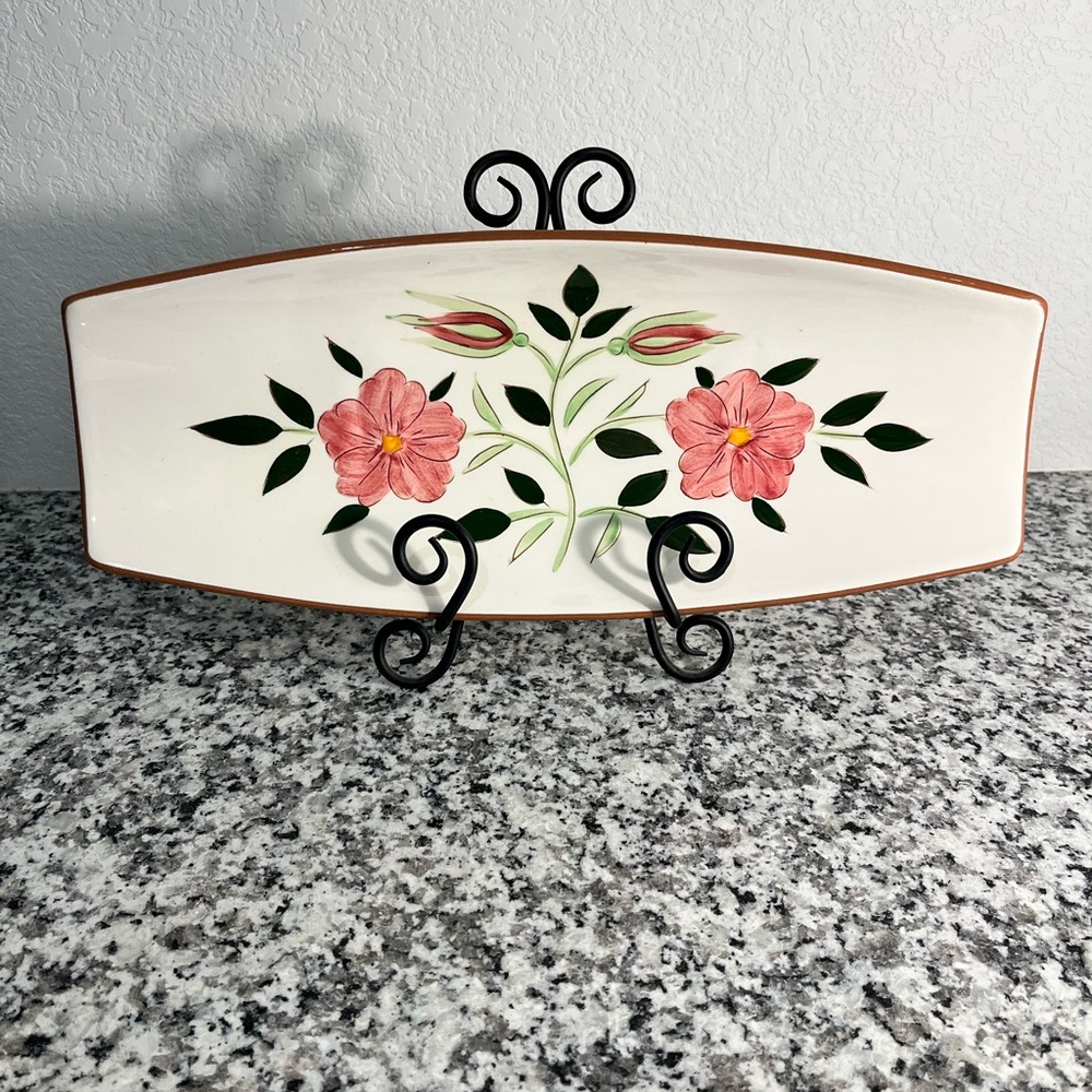 STANGL Pink and Green Bakeware Collection Pottery Wild Rose